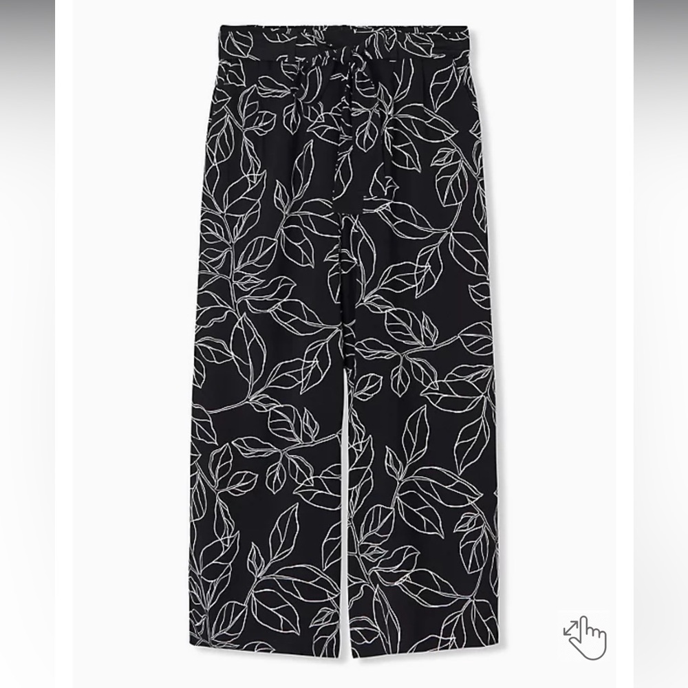 Torrid PULL-ON WIDE LEG CHALLIS HIGH-RISE TIE-FRONT PANT size 1 (16/18)